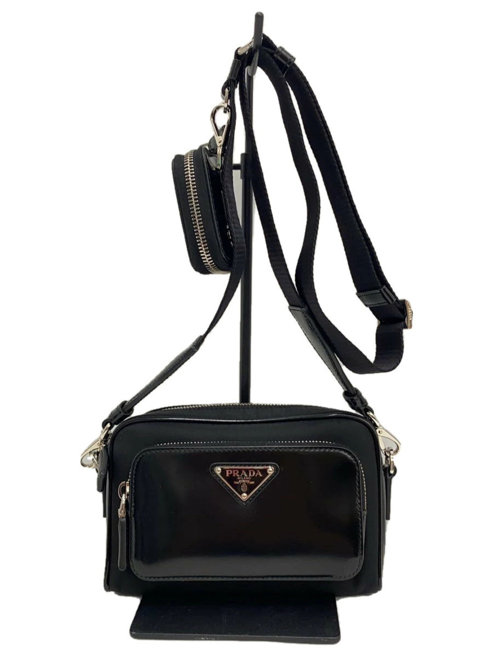 Prada Re Saffiano Leather Shoulder Bag Black